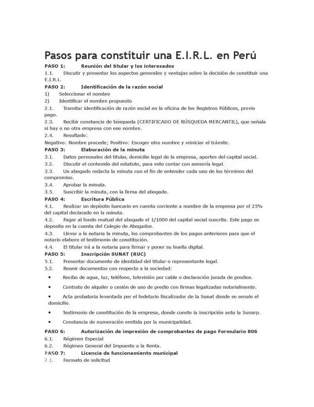 7 Pasos Para Constituir Una Empresa en Perú