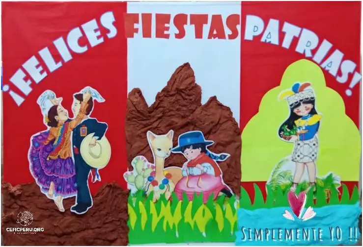 Periodico Mural Celebra Fiestas Patrias en el Perú.