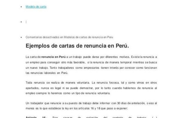 Carta De Renuncia Voluntaria Peru: ¡Todo Lo Que Debes Saber!