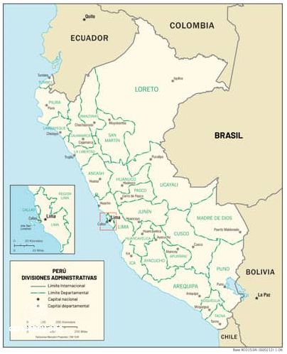 Descarga este Mapa Físico del Perú para Colorear.