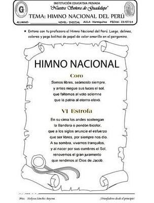 ¡Descubre el Himno Nacional Del Peru Para Colorear!