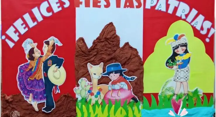 Periodico Mural Celebra Fiestas Patrias en el Perú.